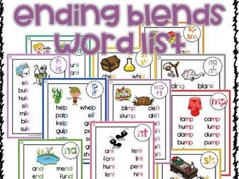 Ending blend words list