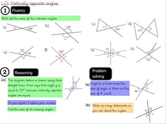 Geometry - Vertically opposite angles - Year 6