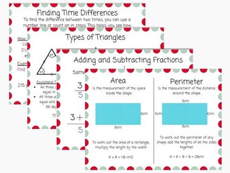 11+ Maths Revision Cards with Questions