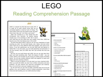 LEGO Reading Comprehension and Word Search