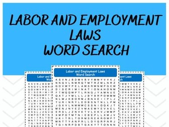 Labor and Employment Laws - Word Search