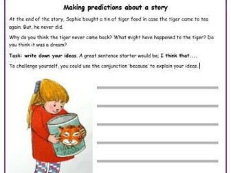 The Tiger Who Came to Tea - Editable - Making Predictions about a story KS1