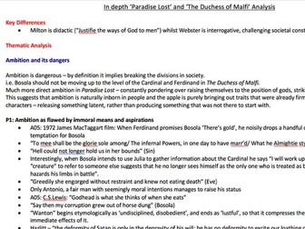 A2 English - Paradise Lost (9-10) - Duchess of Malfi - Detailed Essay Plans