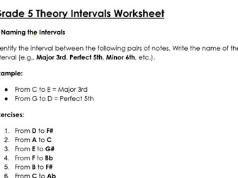 Grade 5 Theory Intervals Sheet with answers