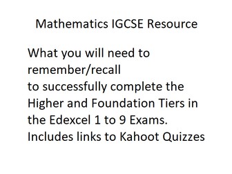 IGCSE Mathematics Knowledge Foundation/Higher (Edexcel) with Kahoot quizzes