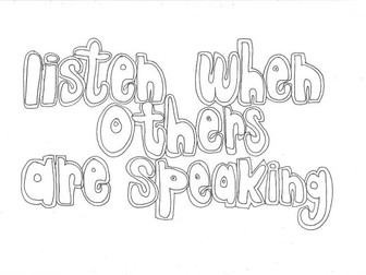 Listen When Others are Speaking: Classroom Rules Colouring Page