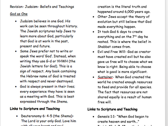 AQA Religious Studies B 2016 Judaism Beliefs Revision