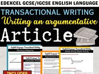 Pearson Edexcel IGCSE: Article Writing Work Booklet