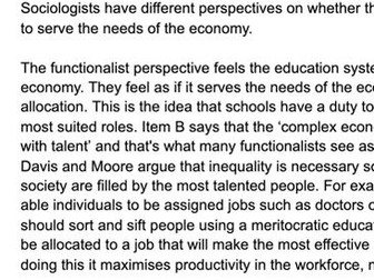 AQA A LEVEL SOCIOLOGY 'ROLE OF THE EDUCATION SYSTEM' ESSAY (A*)