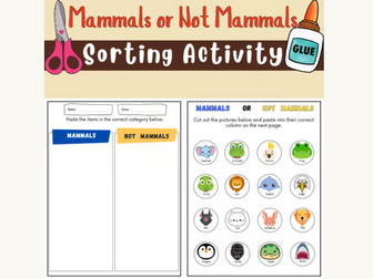 Mammals or Not Mammals Sorting Activity: Animal Classification Worksheets