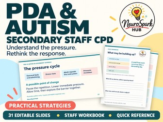 PDA and Autism in Secondary Schools | Staff Training Presentation, Workbook & Classroom Strategies