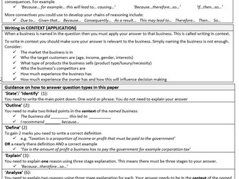 GCSE Business Success Criteria Command Words