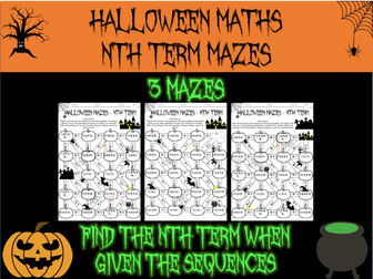 Halloween maths - nth term mazes