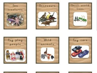 Natural sand classroom labels - Small world, construction, loose parts, playdough, role play