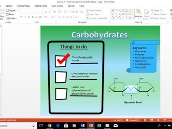 AQA A-Level Biology Polymerisation of Carbohydrates lesson