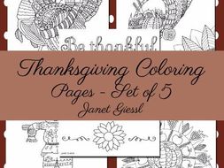 Thanksgiving Coloring Pages - Set of 5