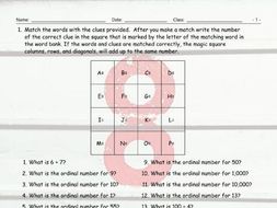 Cardinal-Ordinal Numbers Magic Square