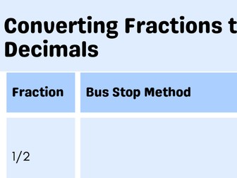 Converting Fractions to Decimals