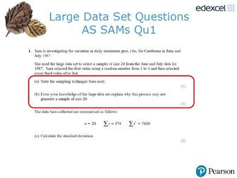 A level Maths Statistics LARGE DATA SET 7 Kahoot games & Exam questions with ANSWERS Edexcel