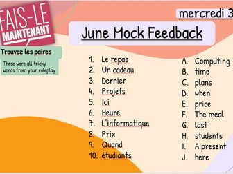 Speaking Mock Feedback Variety Sequence French