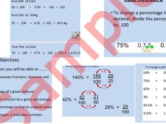 Fractions, Decimals & Percentages lesson