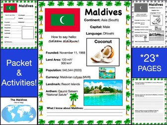 MALDIVES History & Geography, Travel The World Worksheet