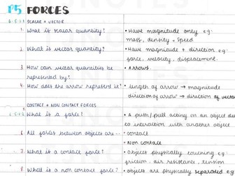 Grade 9 Forces Paper 2 Combined Science Higher Physics AQA Specification Concise notes