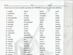 Past Simple Tense with Irregular Verbs Alphabetical Order II Spanish