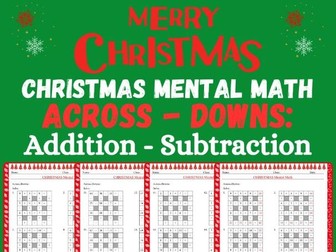 Christmas Activities Mental Math Across and Down Addition and Subtaction