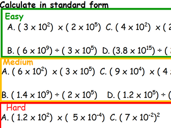 Calculating with standard form full lesson + worksheet