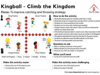 Kingball Resource Pack - 3 Versions of the throwing and catching strategy PE game