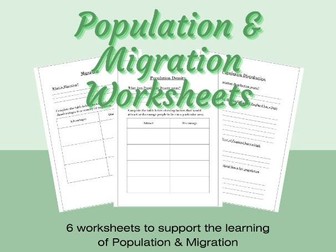 Geography Population and Migration Worksheets