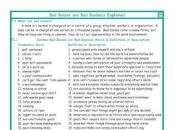 Bad Bosses are Bad Business Explanation-Definitions