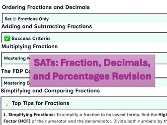 SATs Revision: Fractions, Decimals, and Percentages