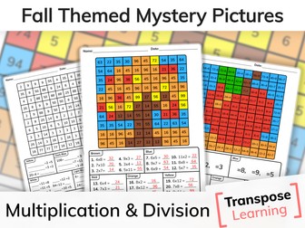 Fall Themed Multiplication and Division Mystery Pictures | Math Review