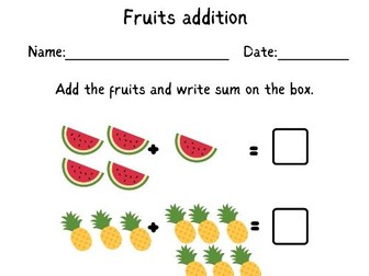 Fruits Addition Worksheet for Printing