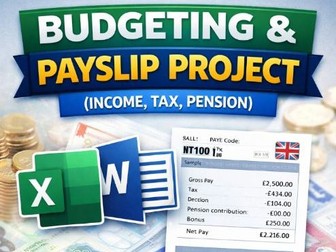 Budgeting & Payslip Project – Excel & Word (Income, Tax, Pension) NO PREP