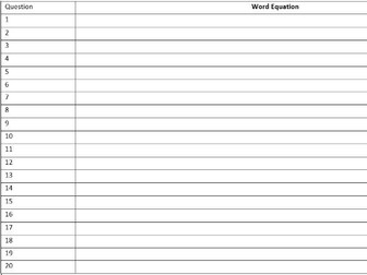 Word Equations (Acid + Metal/Alkali)