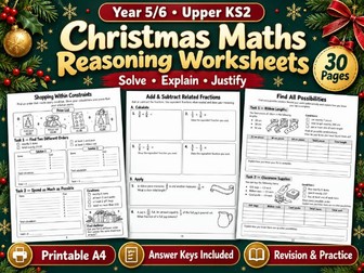 Year 5/6 Christmas Maths Reasoning Worksheets