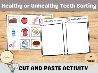 Dental Health Sorting Activity | Healthy and Unhealthy Teeth | Cut and Stick