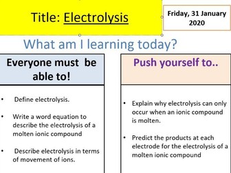 C6.1 Electrolysis AQA