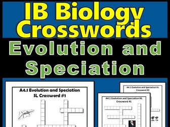 IB Biology A4.1 Evolution and Speciation - Key Terms Crossword Revision Activity