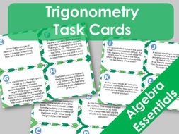16 Trigonometry Task Cards - Word Problems Finding Unknown Sides and Angles