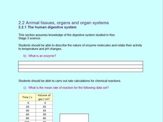 Revision booklet for AQA GCSE Biology 8461 Topic 2 - Organisation.