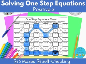 Solving 1 Step Equations Maths Maze Activity