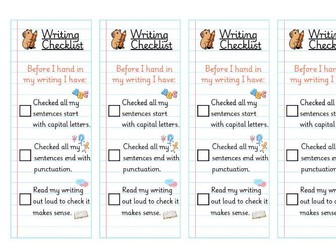 Writing Checklist Bookmark - Capybara