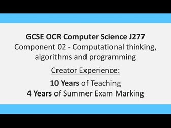 GCSE OCR Computer Science J277/02 - Practical Python Programming Lesson Pack (1D lists)