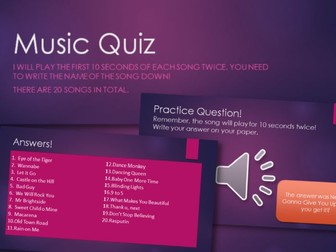 10 Second Music Quiz