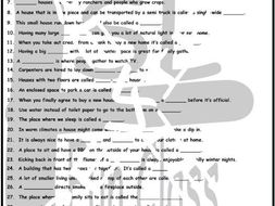 Houses and Apartments 1 Page BW Worksheet