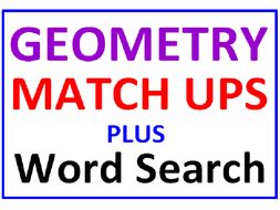 Geometry Match Ups PLUS Geometry Word Search Puzzle